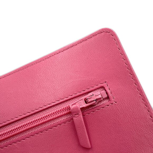 CHANEL Authentic Pink Lambskin Leather Logo Wallet - Picture 10 of 16
